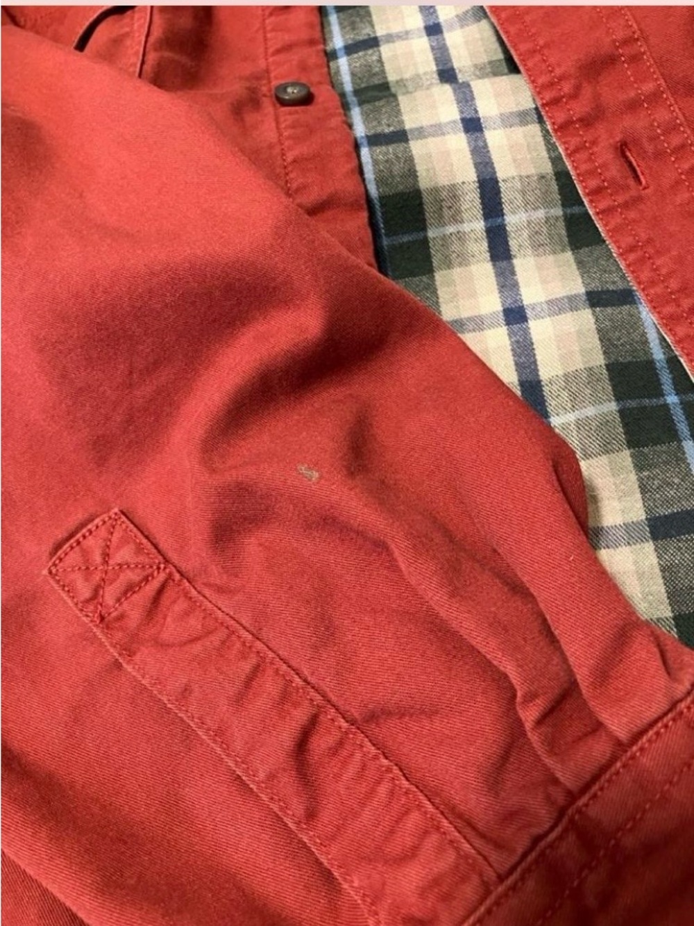 L.L. Bean Men's Rust Red Shirt Jacket Plaid Lining 100% Cotton Size Large - Picture 7 of 8